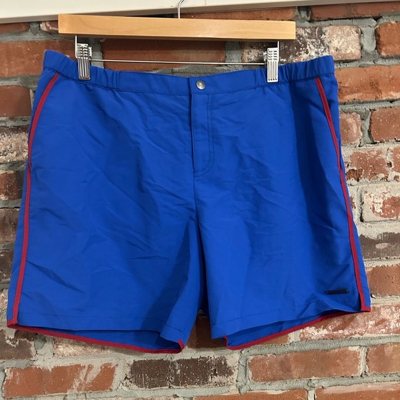Parke & Ronen Red and Blue Trimmed Swimtrunks Size 36 - Picture 1 of 8